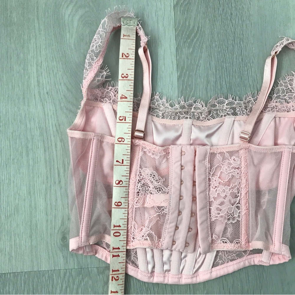 VICTORIAS SECRET PINK EYELASH LACE CORSET XS - Picture 4 of 9